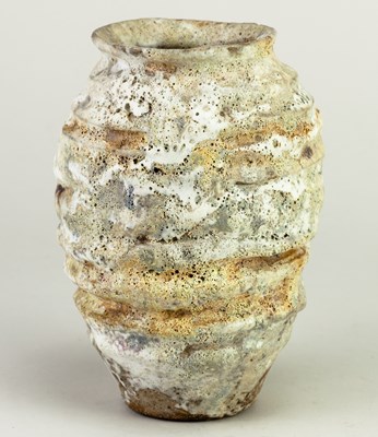 Lot 10 - AKI MORIUCHI (born 1947); a ribbed stoneware...