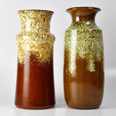 Lot 183 - Two large West German vases in brown with...