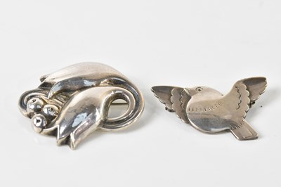 Lot 1249 - GEORG JENSEN; a sterling silver brooch, '100',...