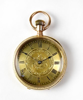 Lot 1123 - A 10ct yellow gold ladies' fob watch, the gold-...