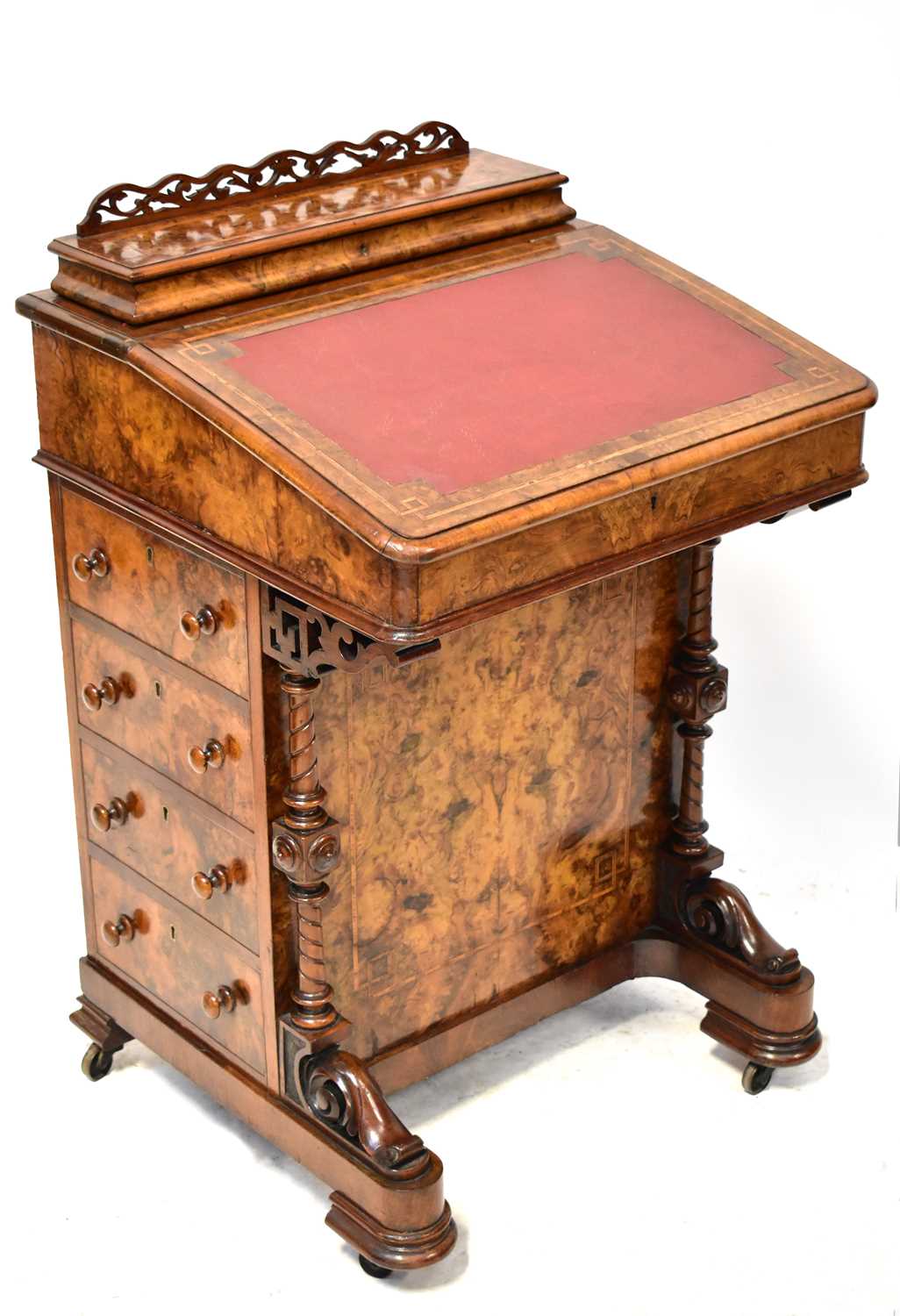 Lot 25 - A Victorian burr walnut and satinwood inlaid...