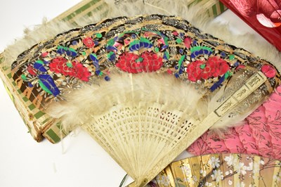 Lot 615 - Twelve vintage and antique fans of various...