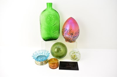 Lot 243 - Seven items of decorative glassware comprising...