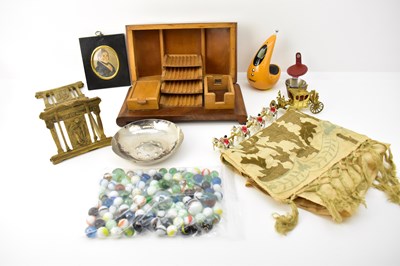 Lot 577 - Various collectibles including a walnut...