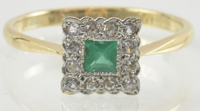 Lot 843 - A 9ct gold Art Deco style ring, with central...