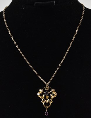 Lot 921 - An Edwardian style 9ct gold openwork necklace...