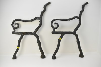 Lot 791 - A pair of 19th century cast iron bench ends,...