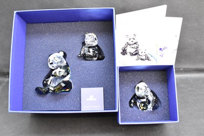 Lot 245 - SWAROVSKI; two panda crystal ornaments...