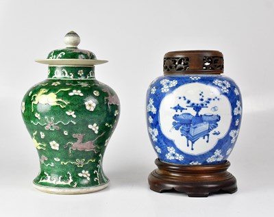 Lot 212 - A 19th century Chinese blue and white ginger...