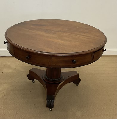 Lot 806 - A 19th century mahogany drum table, with four...