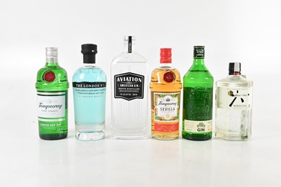 Lot 875 - GIN; six bottles comprising a bottle of Roku...