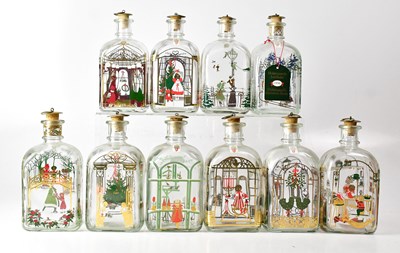 Lot 238 - Ten Holmegaard Christmas decanters, each...