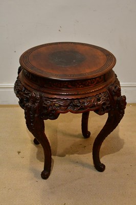 Lot 43 - A Chinese carved circular occasional table,...