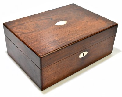 Lot 63 - A 19th century rosewood sewing box with mother...