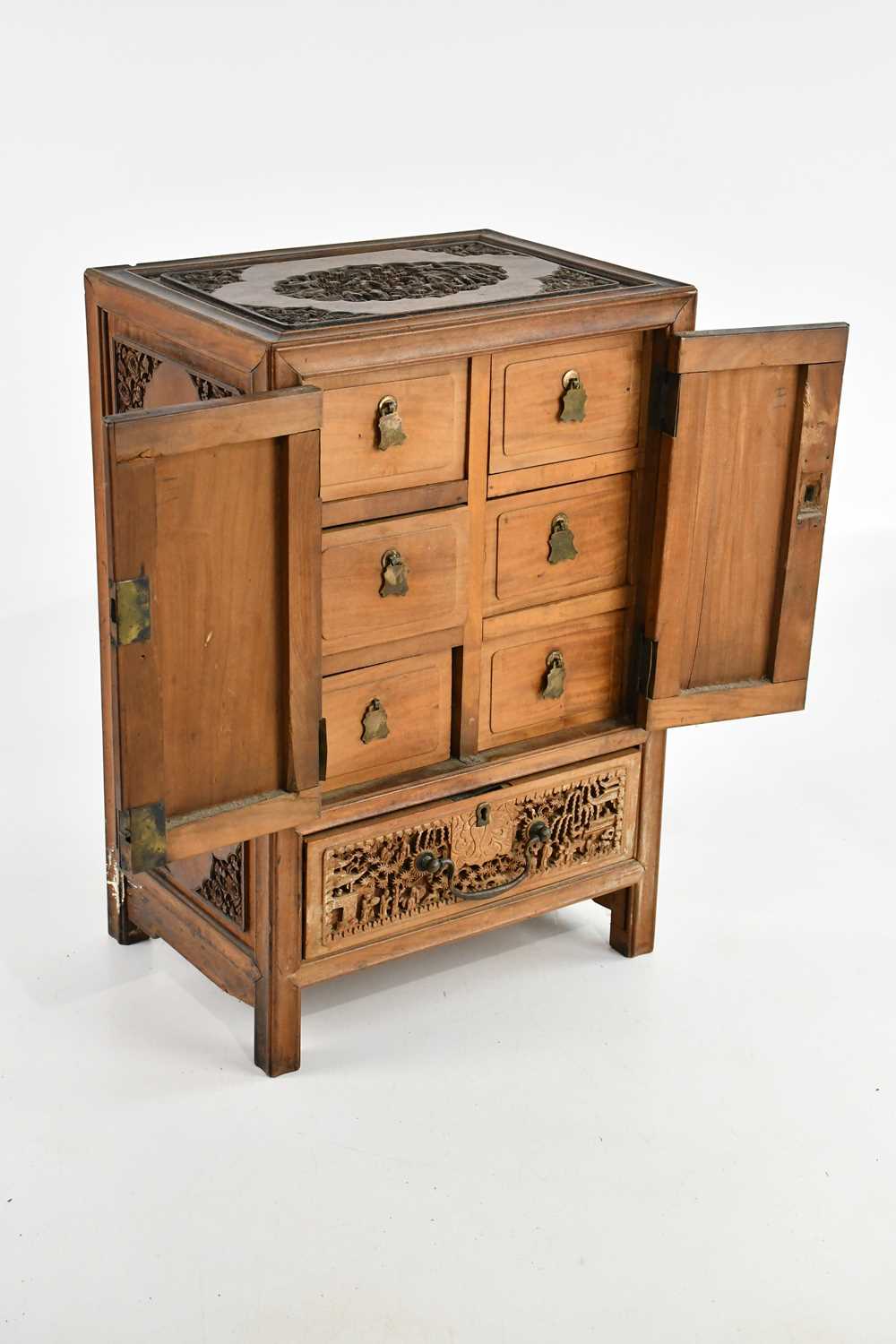 Lot 1359 - A Chinese Canton carved hardwood jewellery...