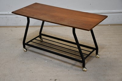 Lot 23 - A retro teak top coffee table, with metal...