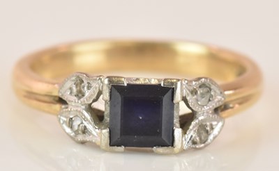 Lot 610 - An 18ct and 9ct gold sapphire and diamond chip...