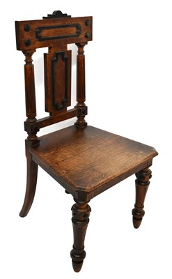 Lot 2893 - A Victorian oak hall chair, with ebonised...