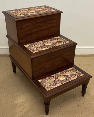 Lot 791 - A 19th century mahogany step commode, raised...