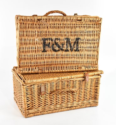 Lot 556 - FORTNUM & MASON; two vintage wicker hampers,...