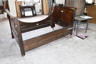 Lot 2832 - A 19th century French day bed, height 117cm,...