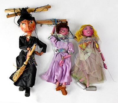 Lot 478 - PELHAM PUPPETS; a witch puppet with black...