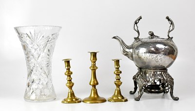 Lot 530 - A Victorian silver plated spirit kettle on...