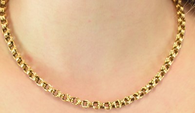 Lot 543 - A yellow metal belcher style chain, with...