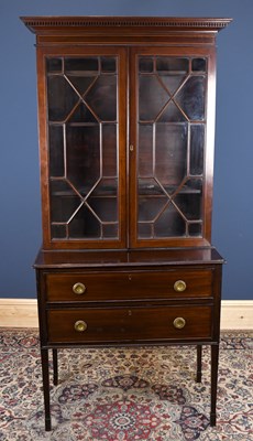 Lot 2796 - An Edwardian inlaid mahogany cabinet on stand,...