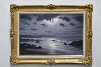 Lot 897 - A BEASLEY; oil on canvas, seascape, signed...