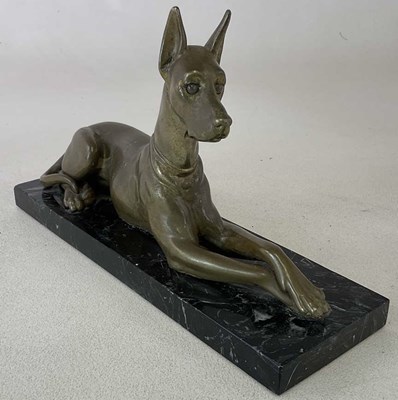 Lot 162 - A brass Great Dane on marble plinth in...