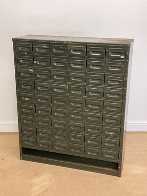 Lot 787 - A mid 20th century metal filing cabinet with...