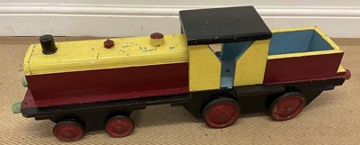 Lot 127 - A scratch built model of a wooden train, 84 x...