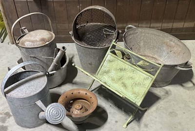 Lot 731 - A quantity of galvanised items, to include two...