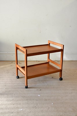 Lot 21 - A mid century teak two tier dinner wagon/trolley.