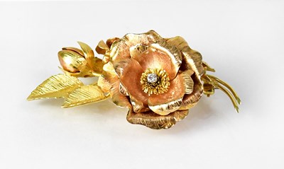 Lot 1075 - A 1970s 18ct yellow and rose gold brooch in...