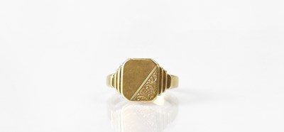 Lot 1067 - A 9ct yellow gold signet ring, size M, approx....