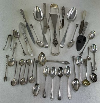 Lot 446 - A group of silver flatware including a pair of...