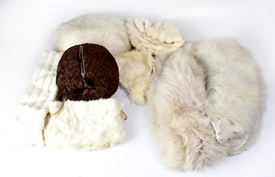 Lot 618 - Vintage fur accessories comprising a white fur...