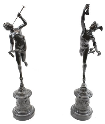 Lot 397 - AFTER GIAMBOLOGNA; a pair of bronze figures of...
