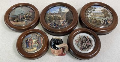 Lot 175 - Five Victorian Pratt type pot lids, all in...