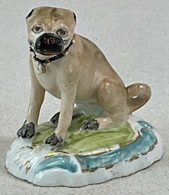 Lot 226 - DERBY; an 18th century figure of a pug,...