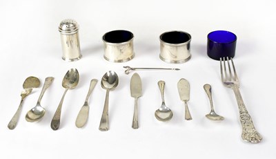 Lot 938 - A collection of silver tableware items, to...