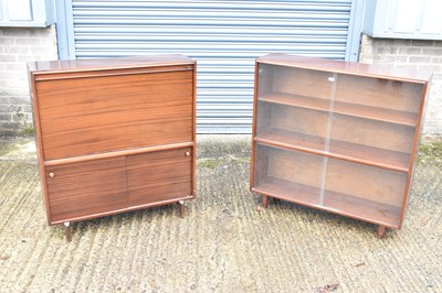 Lot 73 - A mid-century bookcase with pair of glazed...