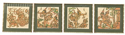 Lot 327 - A set of four modern Thai rubbings, all...