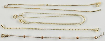 Lot 898 - A 9ct yellow gold bar link necklace, length...