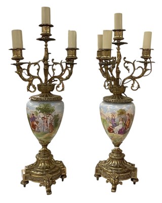 Lot 107 - A pair of reproduction gilt metal mounted hand...