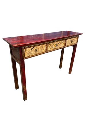 Lot 159 - A Chinese stained and painted pine altar table...