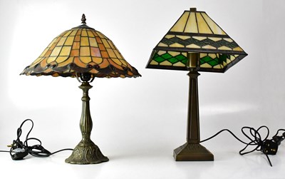 Lot 111 - Two Tiffany-style table lamps, one Art Deco...