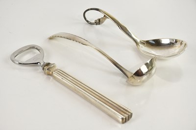 Lot 203 - GEORG JENSEN; two sterling silver ladles,...